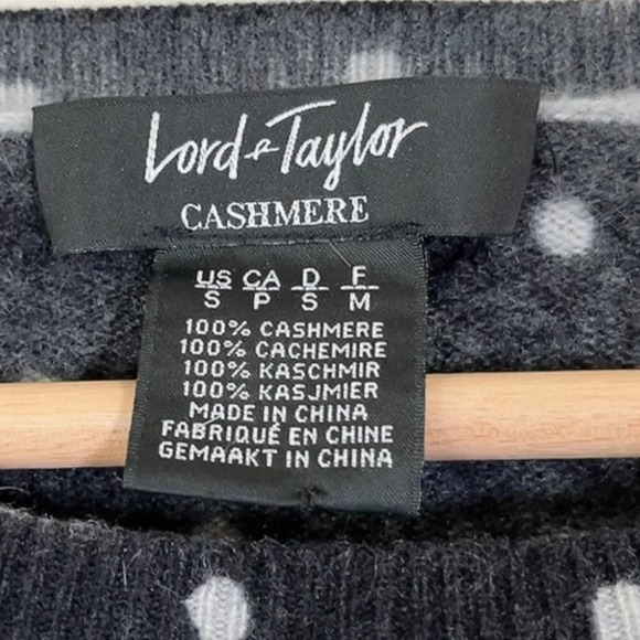 Lord & Taylor Cashmere Polka Dot Crewneck Sweater - Picture 8 of 11